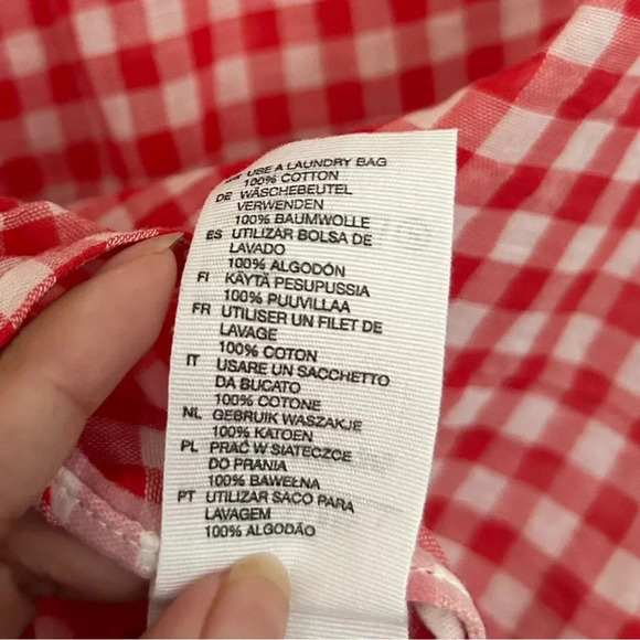 & Other Stories Red and White Gingham Print Button Down Blouse sz 4 - Picture 6 of 9